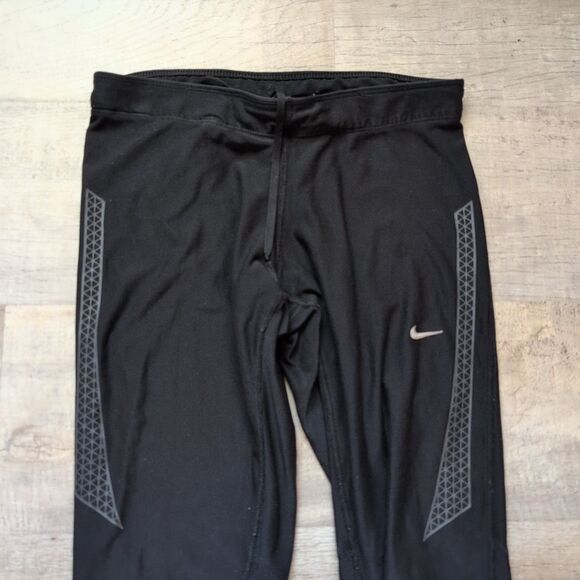 Nike Dri Fit black running Leggings SIZE M Zipper ankle lightweight stretchy - Picture 6 of 8